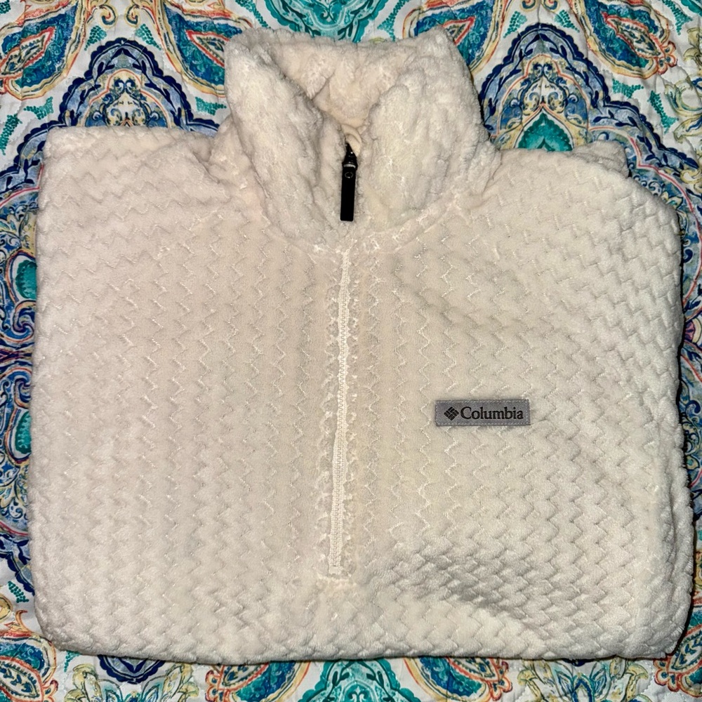 Columbia Off-White Textured Fleece Jacket